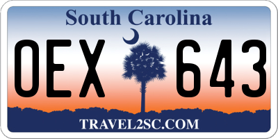 SC license plate OEX643