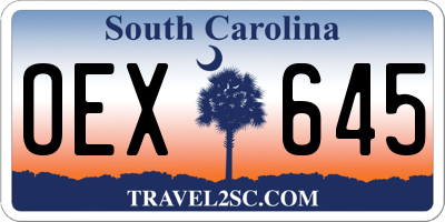 SC license plate OEX645