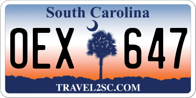 SC license plate OEX647