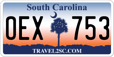 SC license plate OEX753