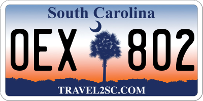 SC license plate OEX802