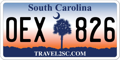 SC license plate OEX826