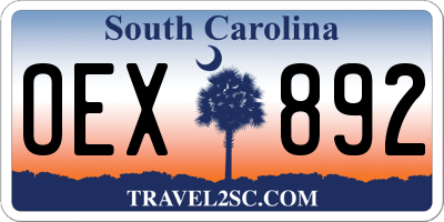 SC license plate OEX892