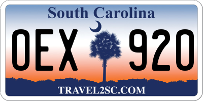 SC license plate OEX920