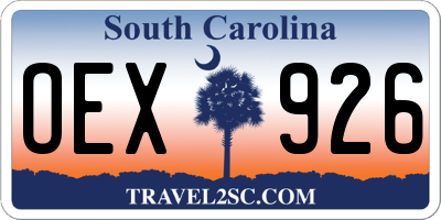 SC license plate OEX926