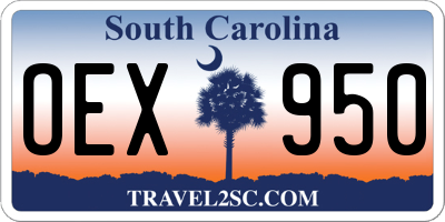 SC license plate OEX950