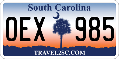 SC license plate OEX985