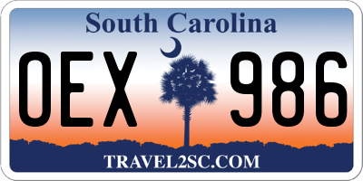 SC license plate OEX986