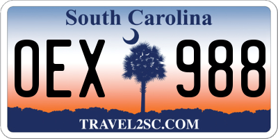 SC license plate OEX988