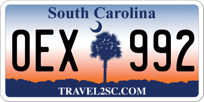 SC license plate OEX992