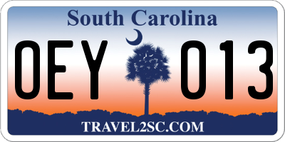 SC license plate OEY013