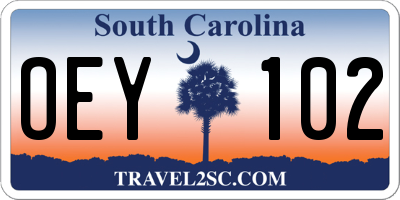 SC license plate OEY102