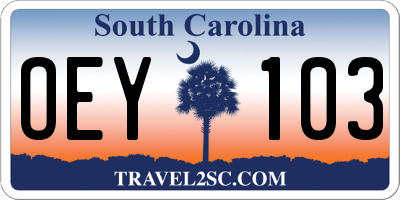 SC license plate OEY103