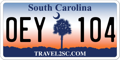SC license plate OEY104