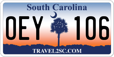 SC license plate OEY106