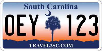 SC license plate OEY123
