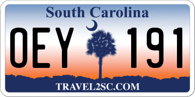 SC license plate OEY191