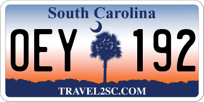 SC license plate OEY192