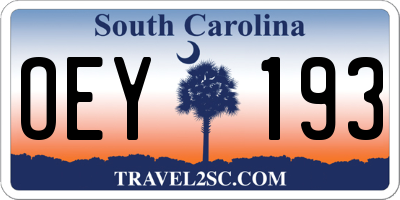 SC license plate OEY193