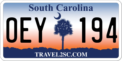 SC license plate OEY194