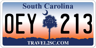 SC license plate OEY213