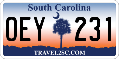 SC license plate OEY231