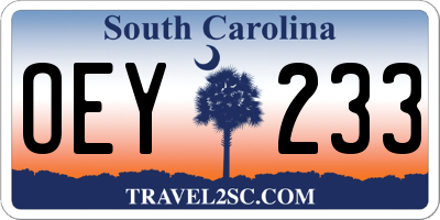 SC license plate OEY233