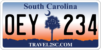 SC license plate OEY234