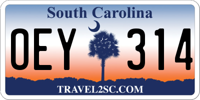 SC license plate OEY314