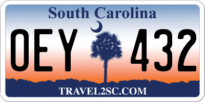 SC license plate OEY432