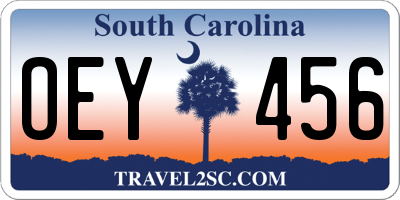 SC license plate OEY456