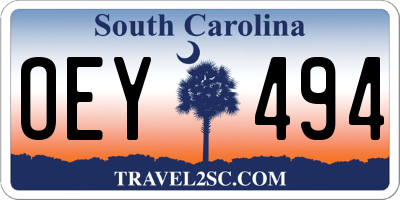 SC license plate OEY494