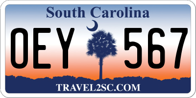 SC license plate OEY567
