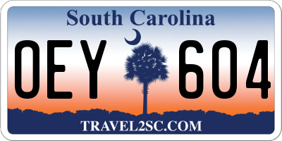 SC license plate OEY604