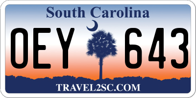 SC license plate OEY643