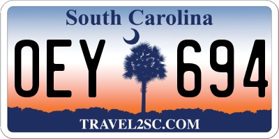 SC license plate OEY694