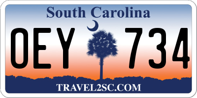 SC license plate OEY734