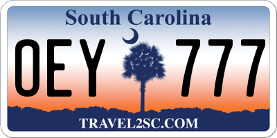 SC license plate OEY777