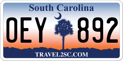 SC license plate OEY892