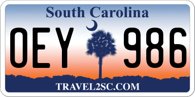 SC license plate OEY986