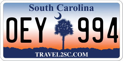 SC license plate OEY994