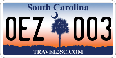 SC license plate OEZ003