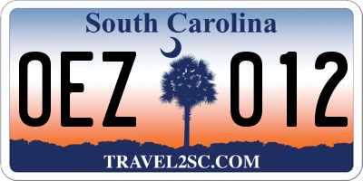 SC license plate OEZ012