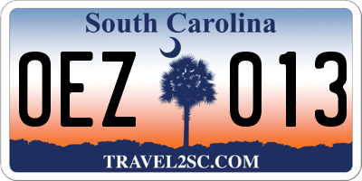 SC license plate OEZ013