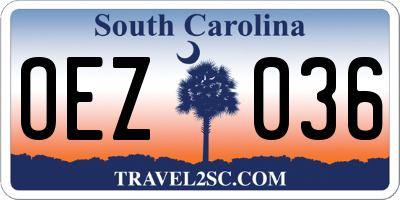 SC license plate OEZ036