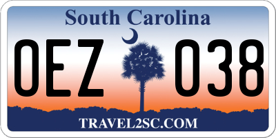 SC license plate OEZ038
