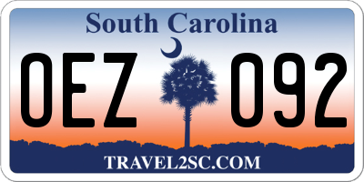 SC license plate OEZ092