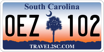 SC license plate OEZ102