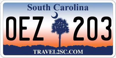 SC license plate OEZ203