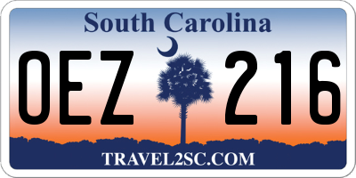 SC license plate OEZ216